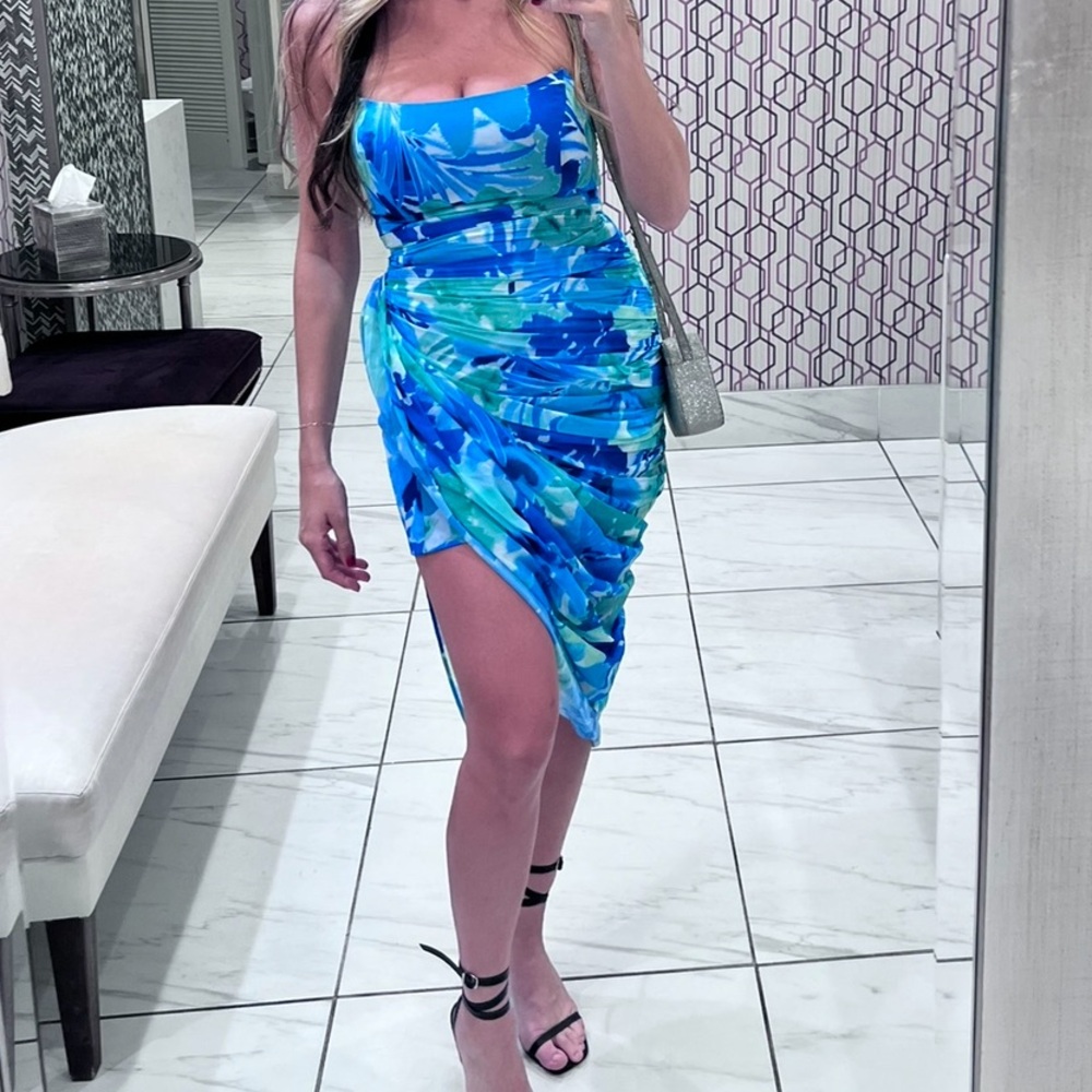 Away Blue and Green Floral Dress